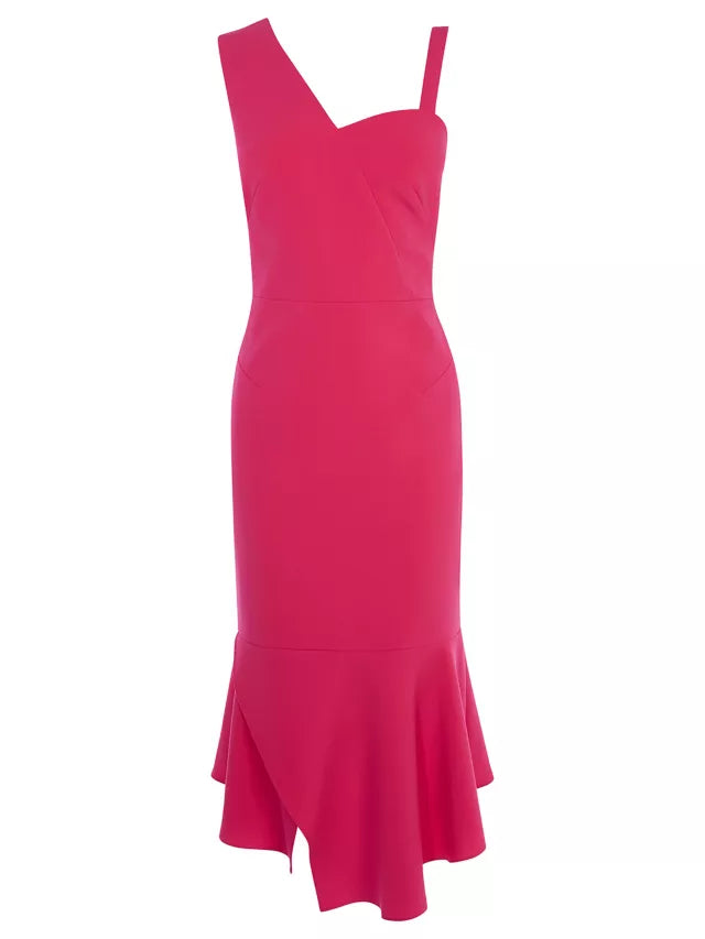 Pink One Shoulder Midi