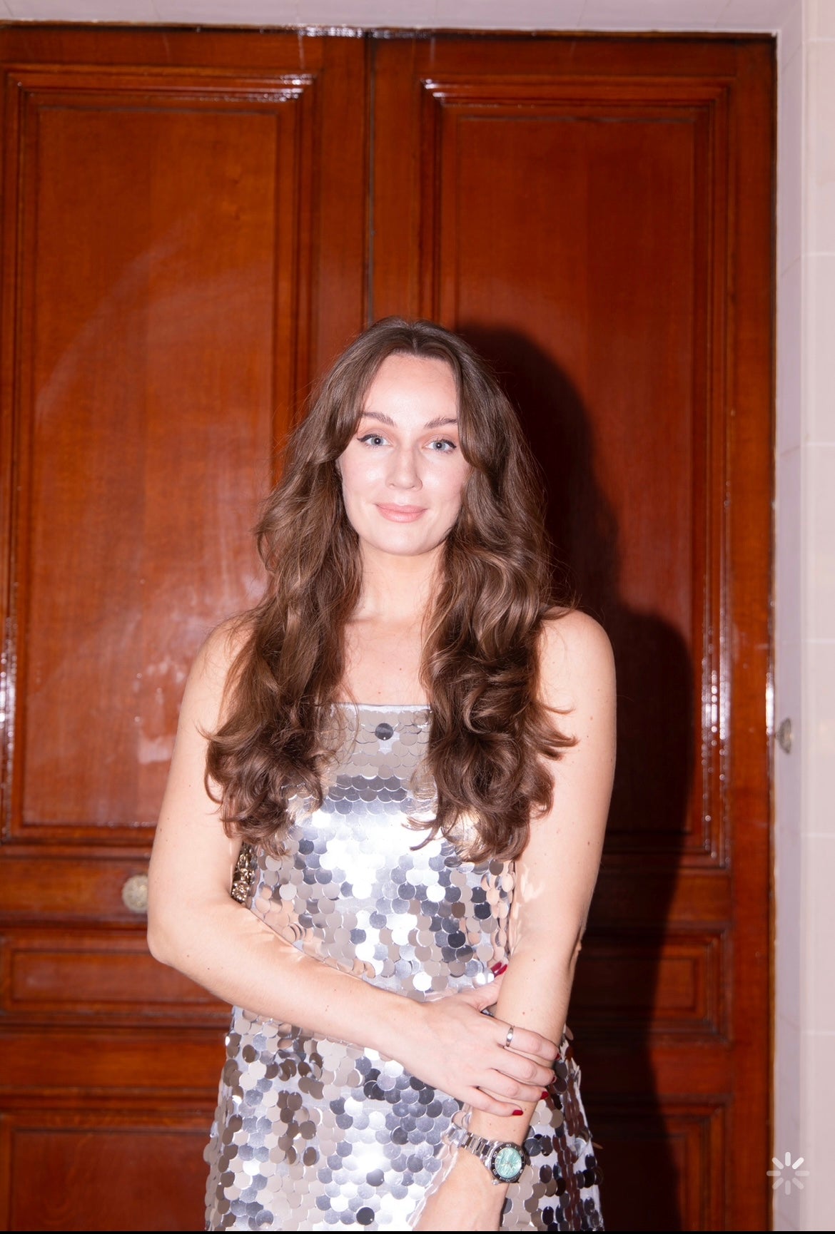 Silver Sequin Disc Mini Dress