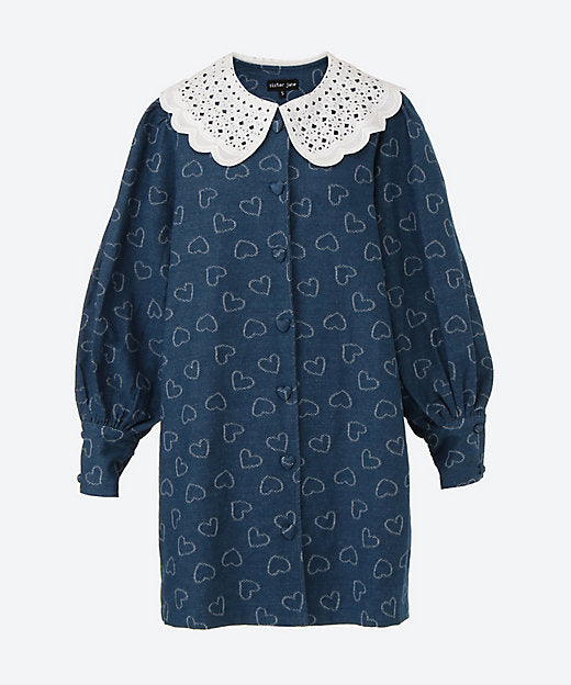 Heart Embellished Collar Mini Dress