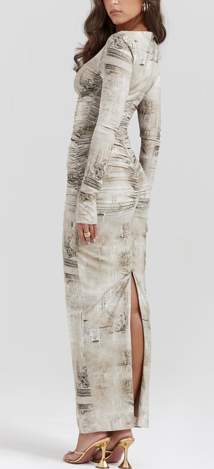 Lanetta Pale Sage Print Maxi Dress