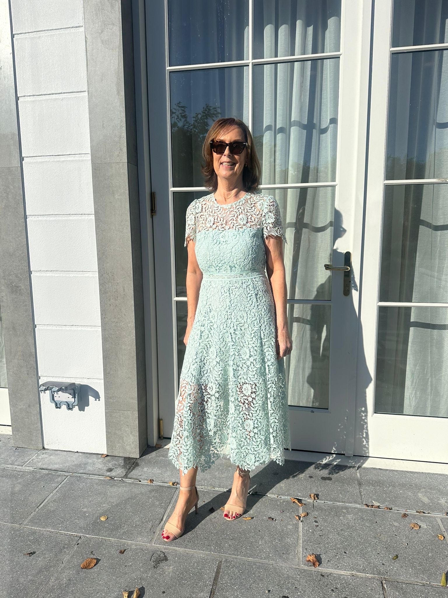 Self-Portrait Mint Lace Midi Dress