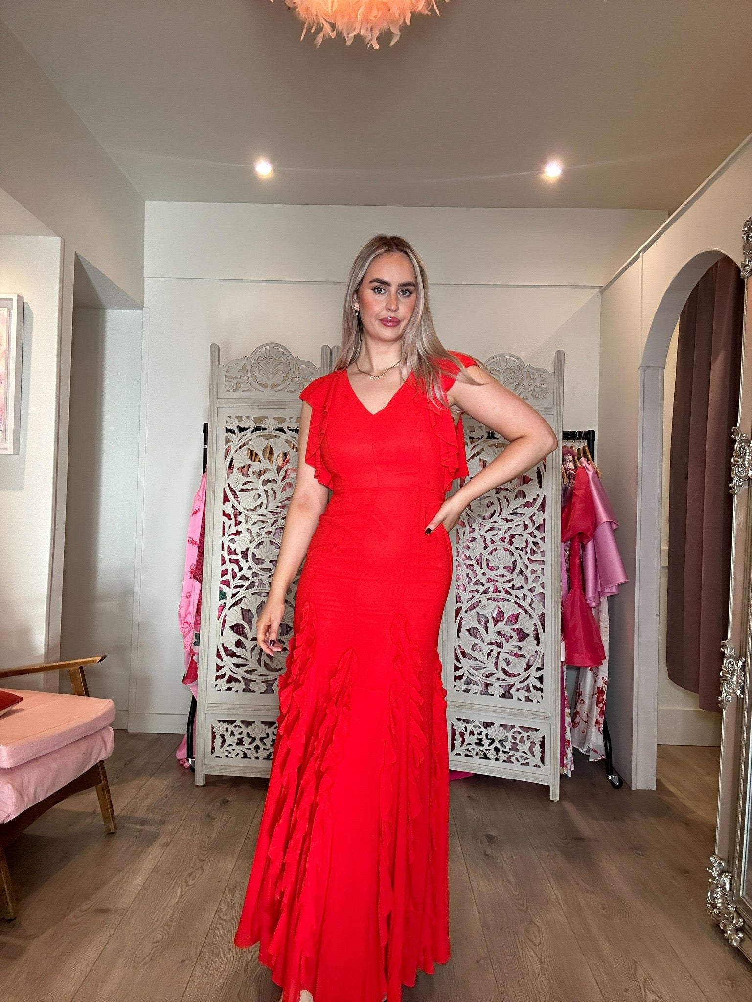 Donatella Ruffle Maxi Dress
