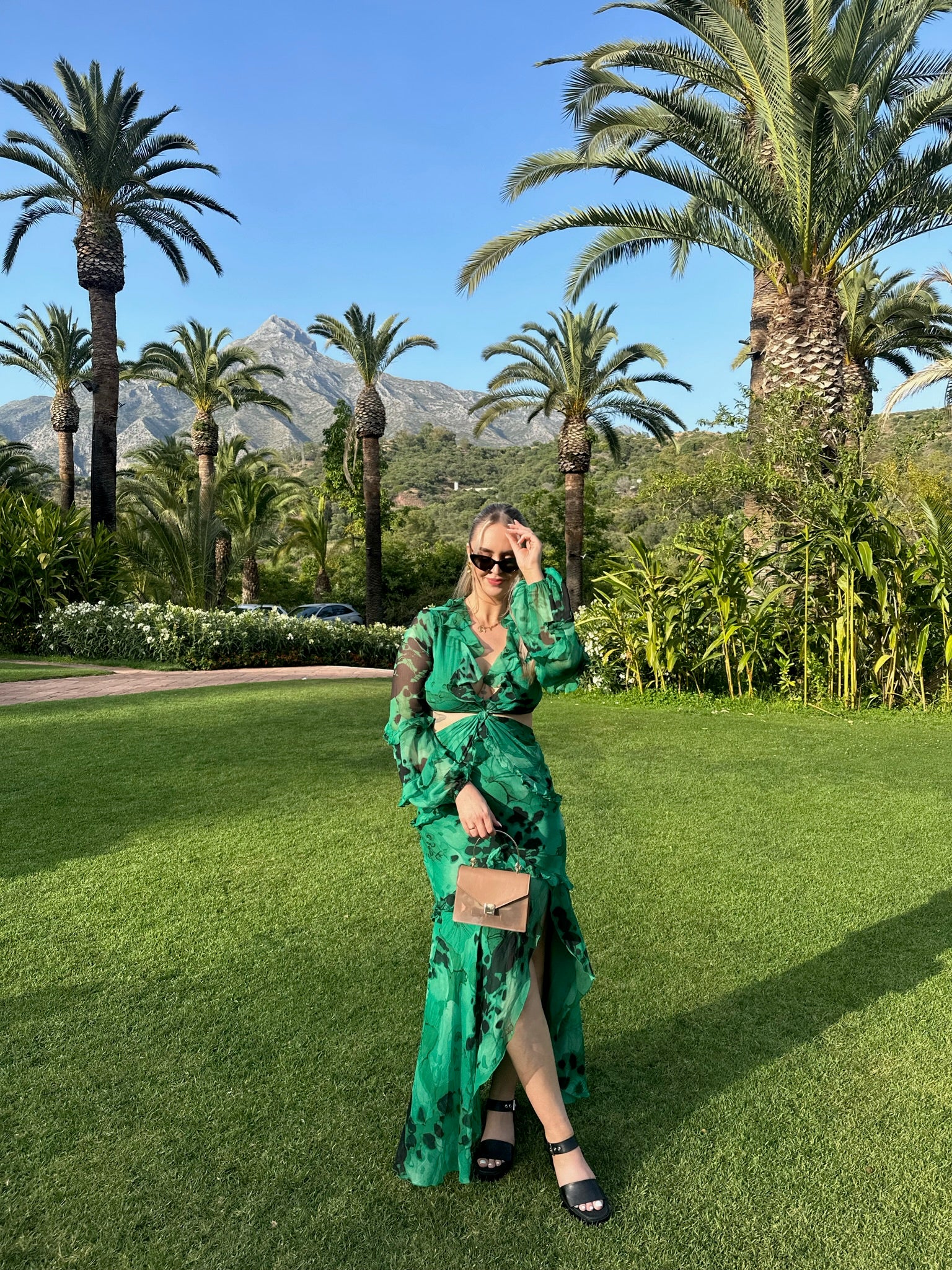 Asos green long dress best sale