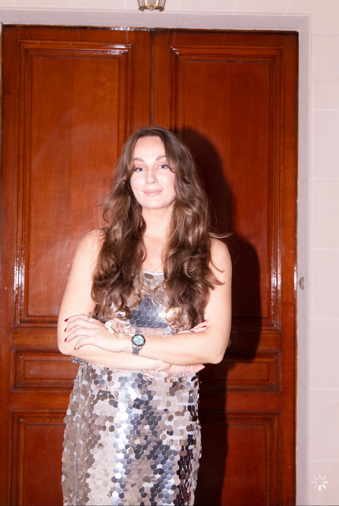 Silver Sequin Disc Mini Dress