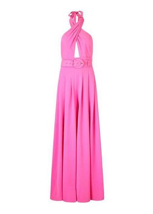 Wide Leg Pink Halterneck Jumpsuit