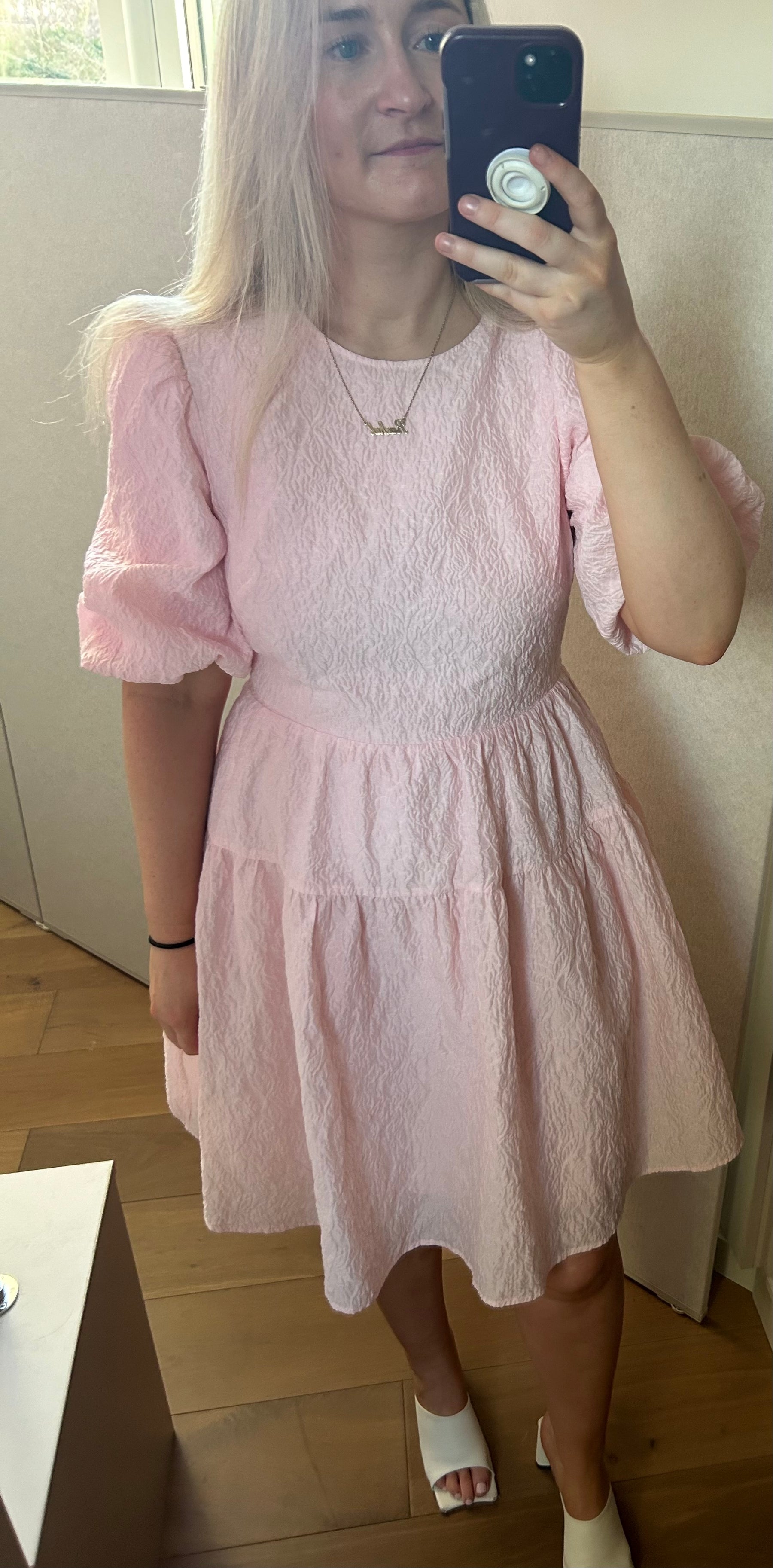 Puff Sleeve Jacquard Mini Dress