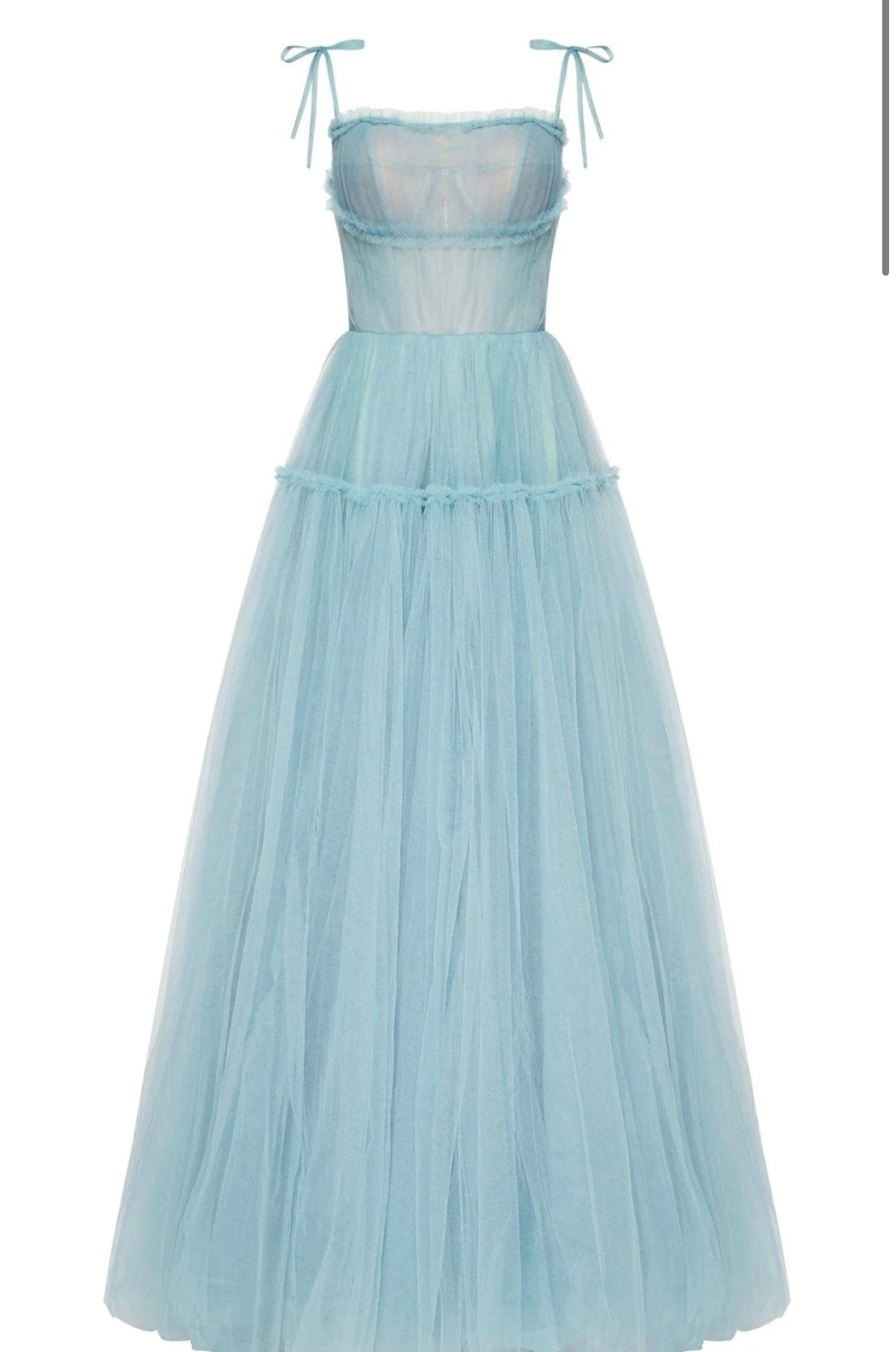 Ocean Wave Tie-straps Tulle Prom Dress