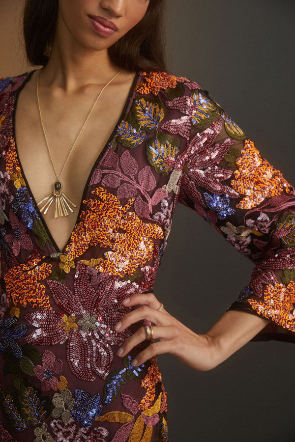Sequined Embroidered Mini Dress