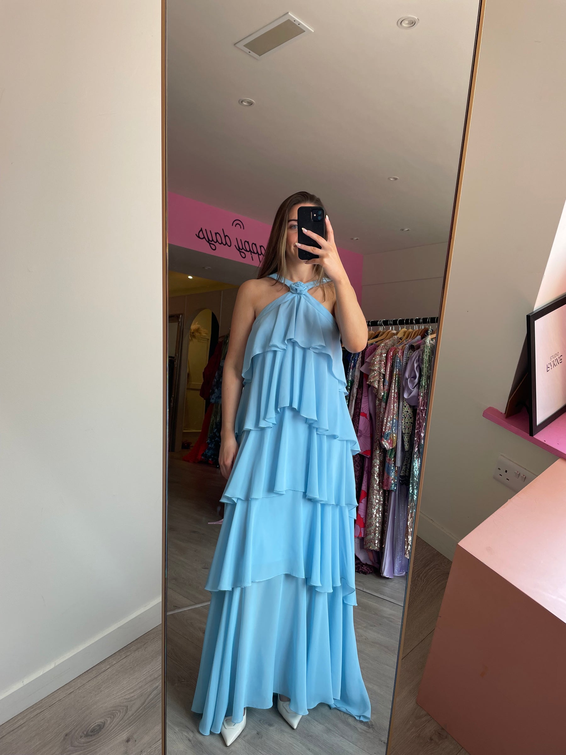 Felicia Wedin Vero Moda Felicia Ruffle Maxi Dress - Blue