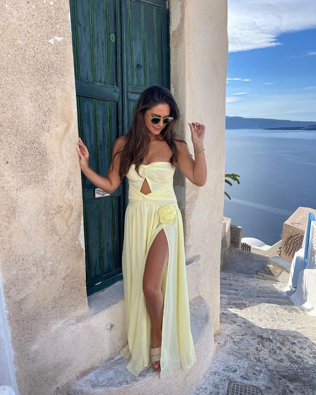 Strapless Dress With Flower
