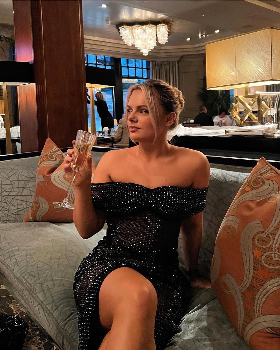 Fishnet Off Shoulder Midi Dress