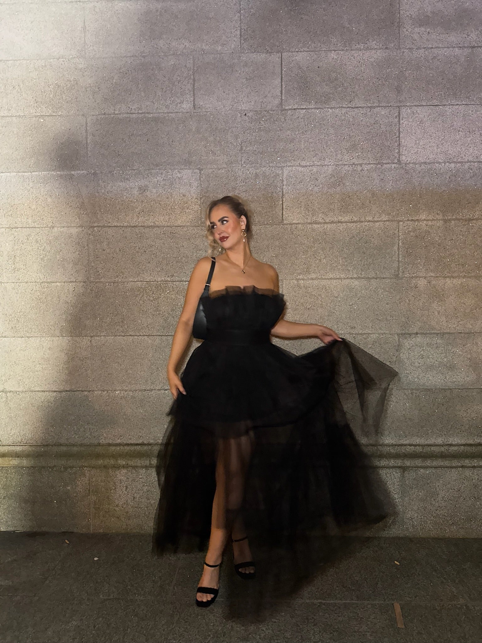 Lace & Beads Bandeau Tulle Maxi Dress