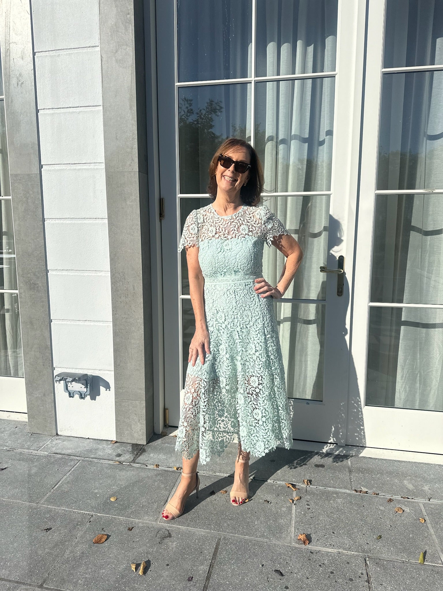 Self-Portrait Mint Lace Midi Dress