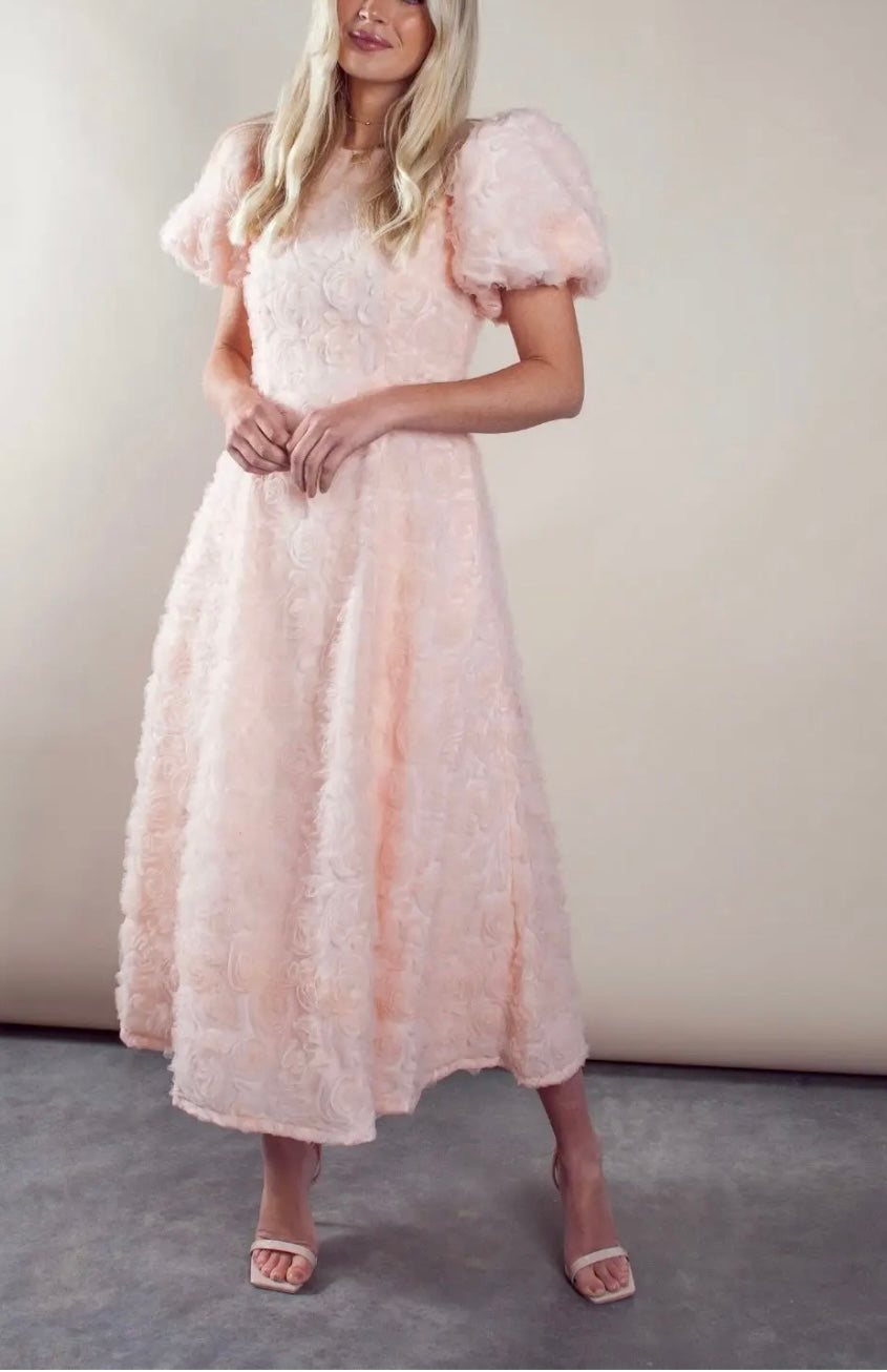 Blush Pink Puff Sleeve Dress