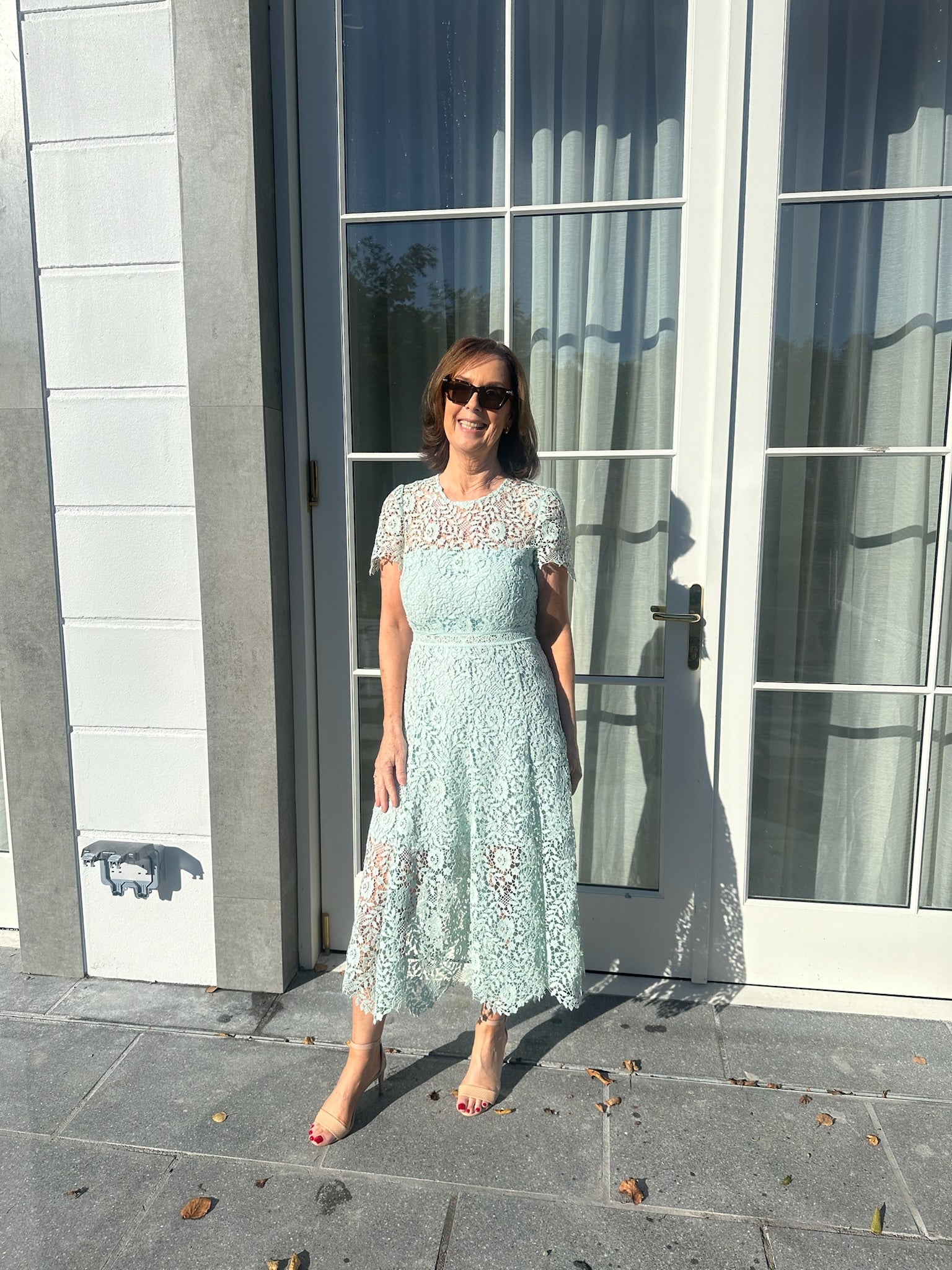 Self-Portrait Mint Lace Midi Dress