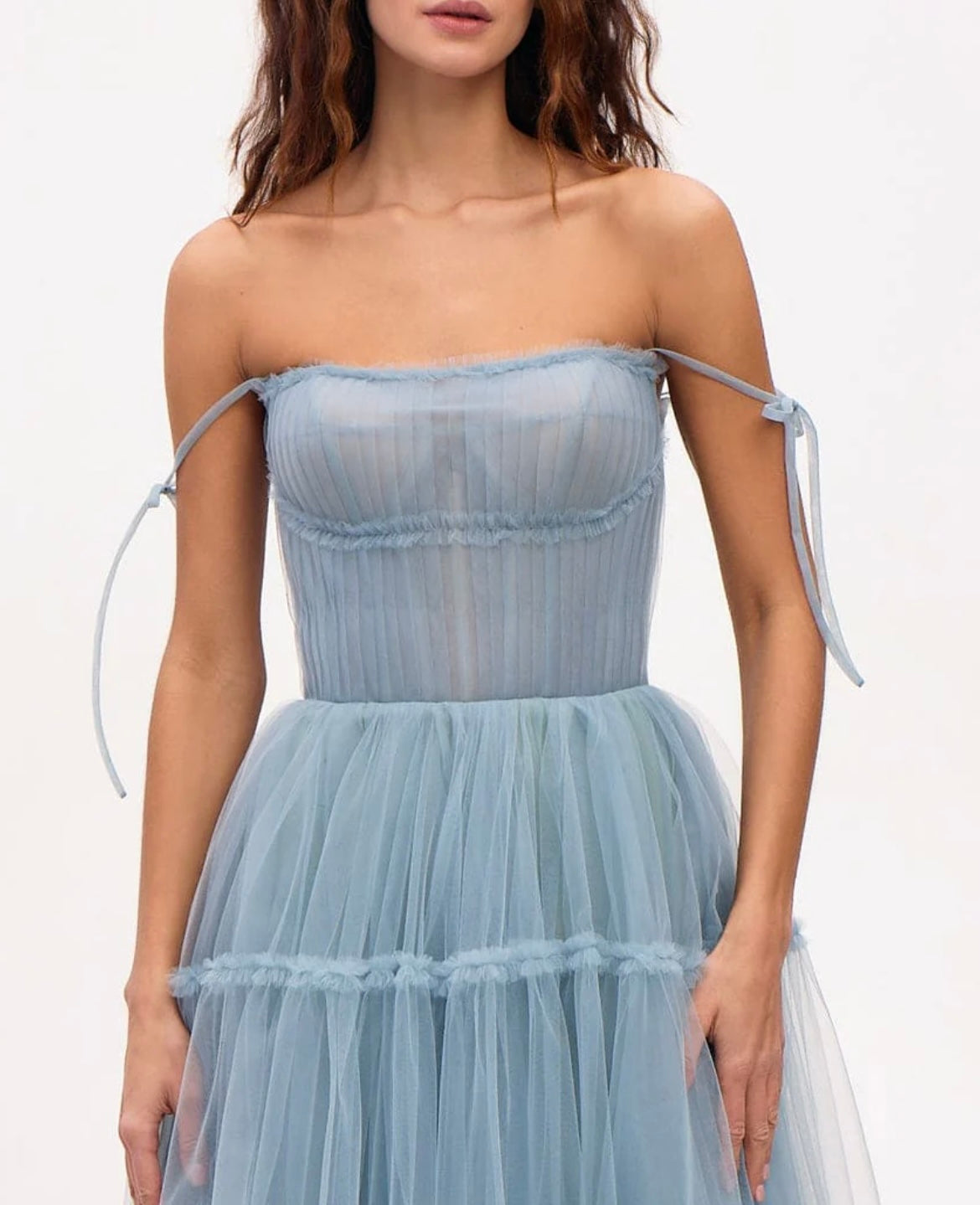 Ocean Wave Tie-straps Tulle Prom Dress