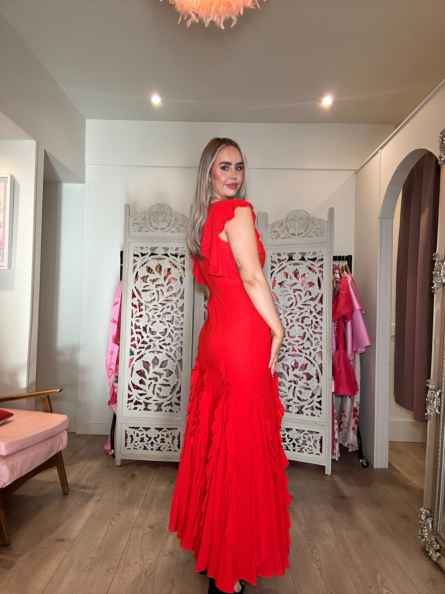 Donatella Ruffle Maxi Dress
