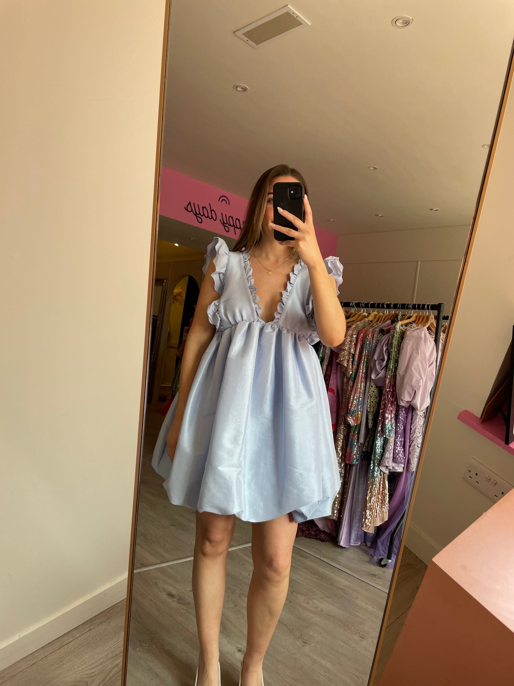 Kika Vargas Caroline V-neck ruffled taffeta mini dress