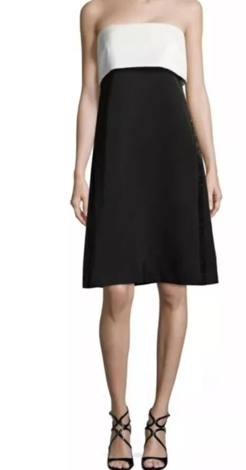 Escada black and white dress best sale