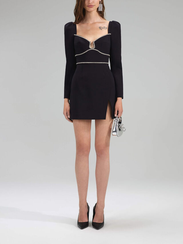 Diamanté-Trim Mini Dress