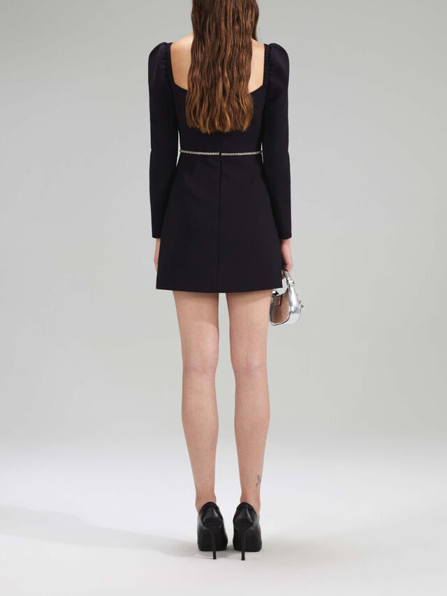 Diamanté-Trim Mini Dress