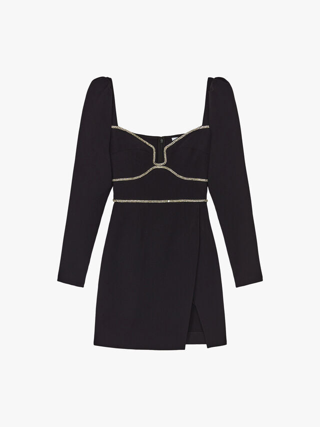 Diamanté-Trim Mini Dress
