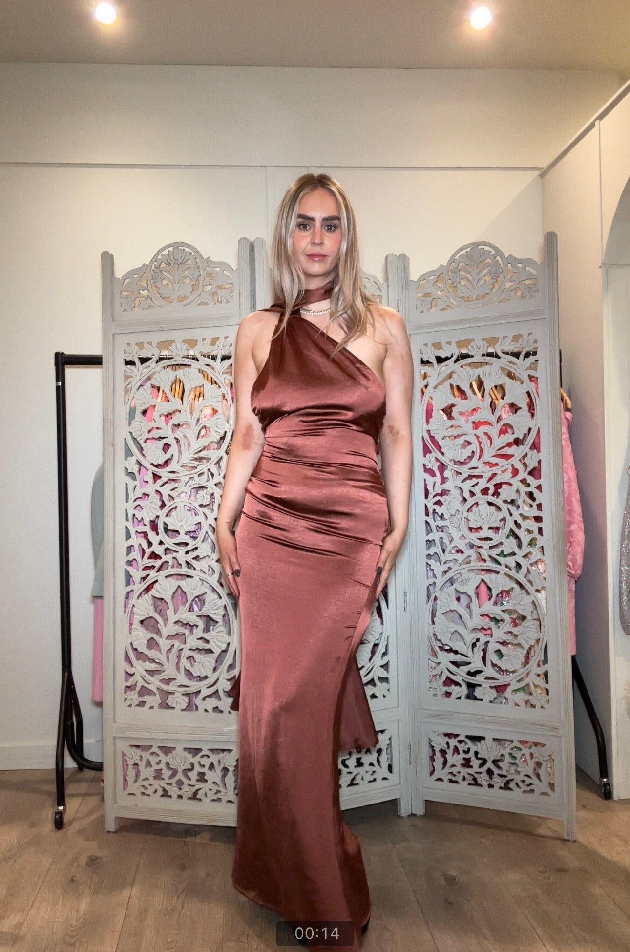 Mademoiselle Rust Satin Maxi Dress
