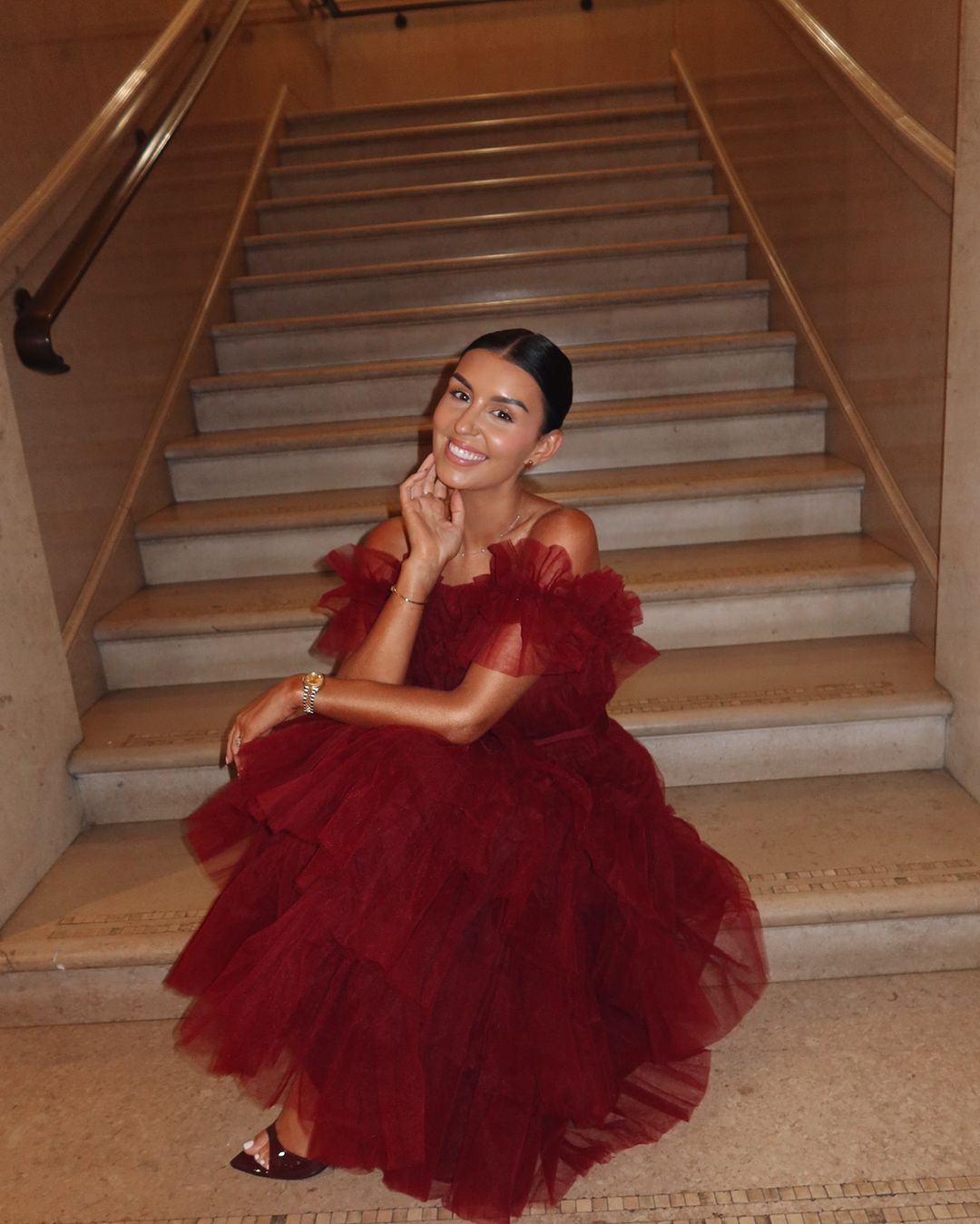 Tulle Layered Off The Shoulder Prom Dress