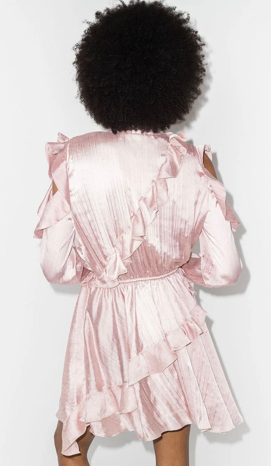 Off-White  Pink Satin Ruffle Dress