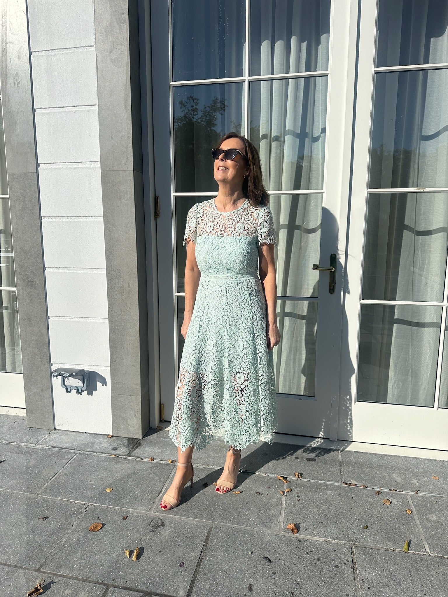 Self-Portrait Mint Lace Midi Dress