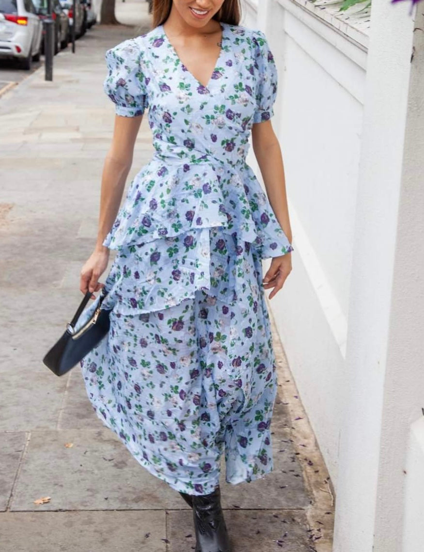 Blue Floral Hattie Midi Dress