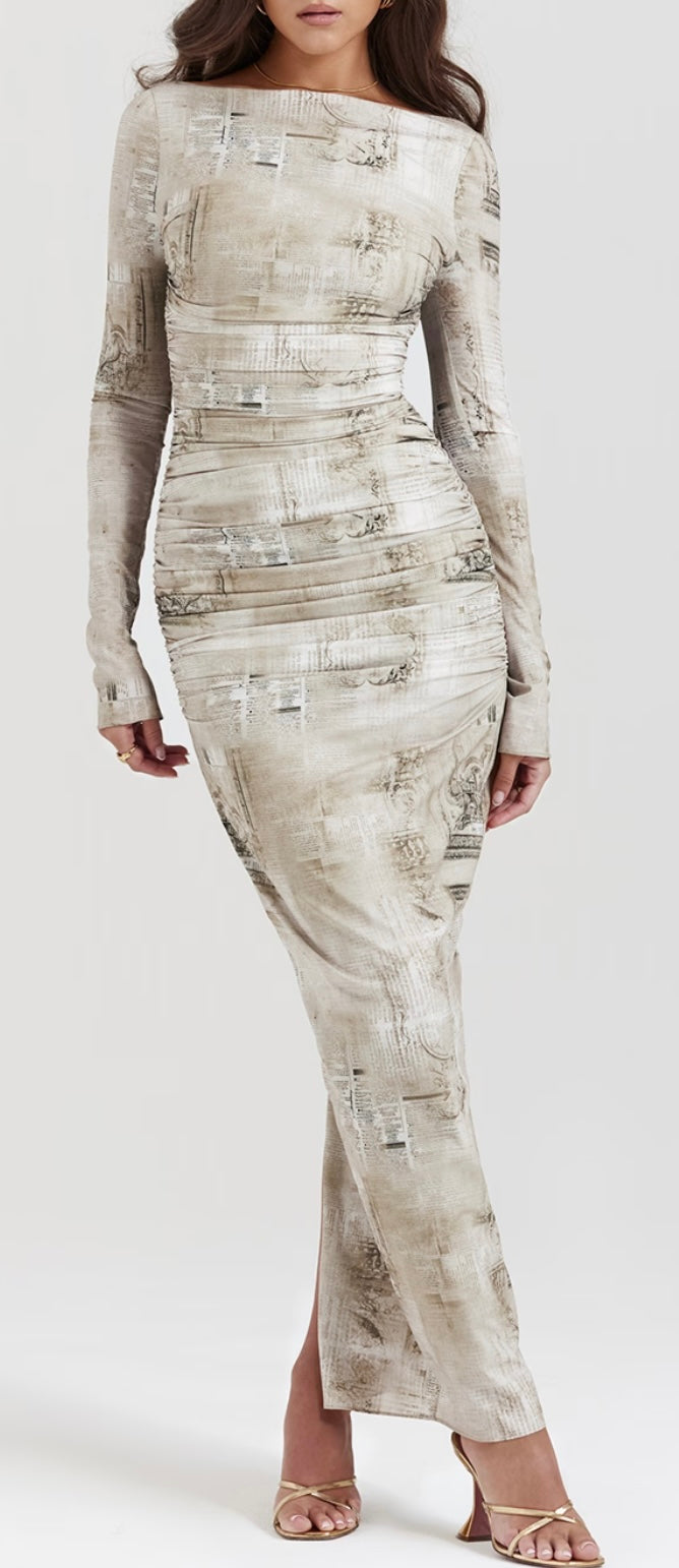 Lanetta Pale Sage Print Maxi Dress