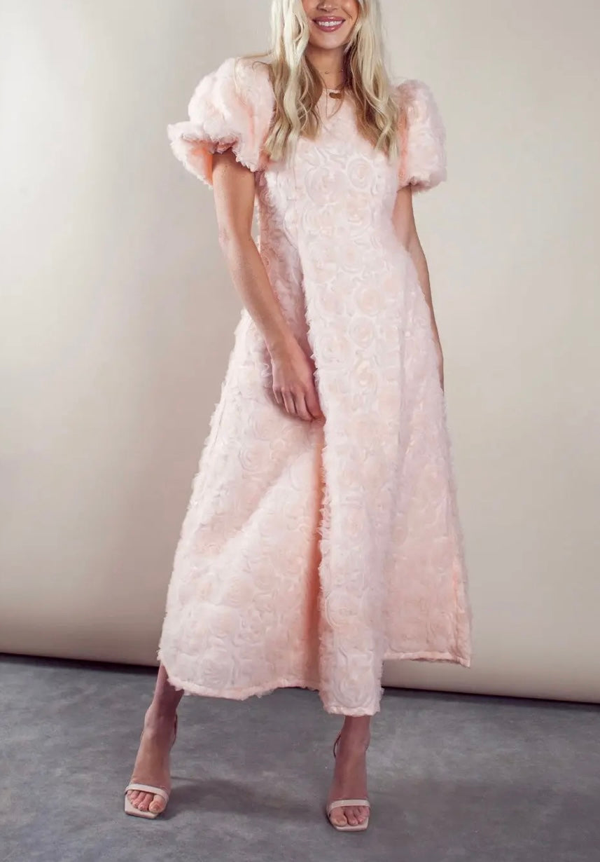 Blush Pink Puff Sleeve Dress
