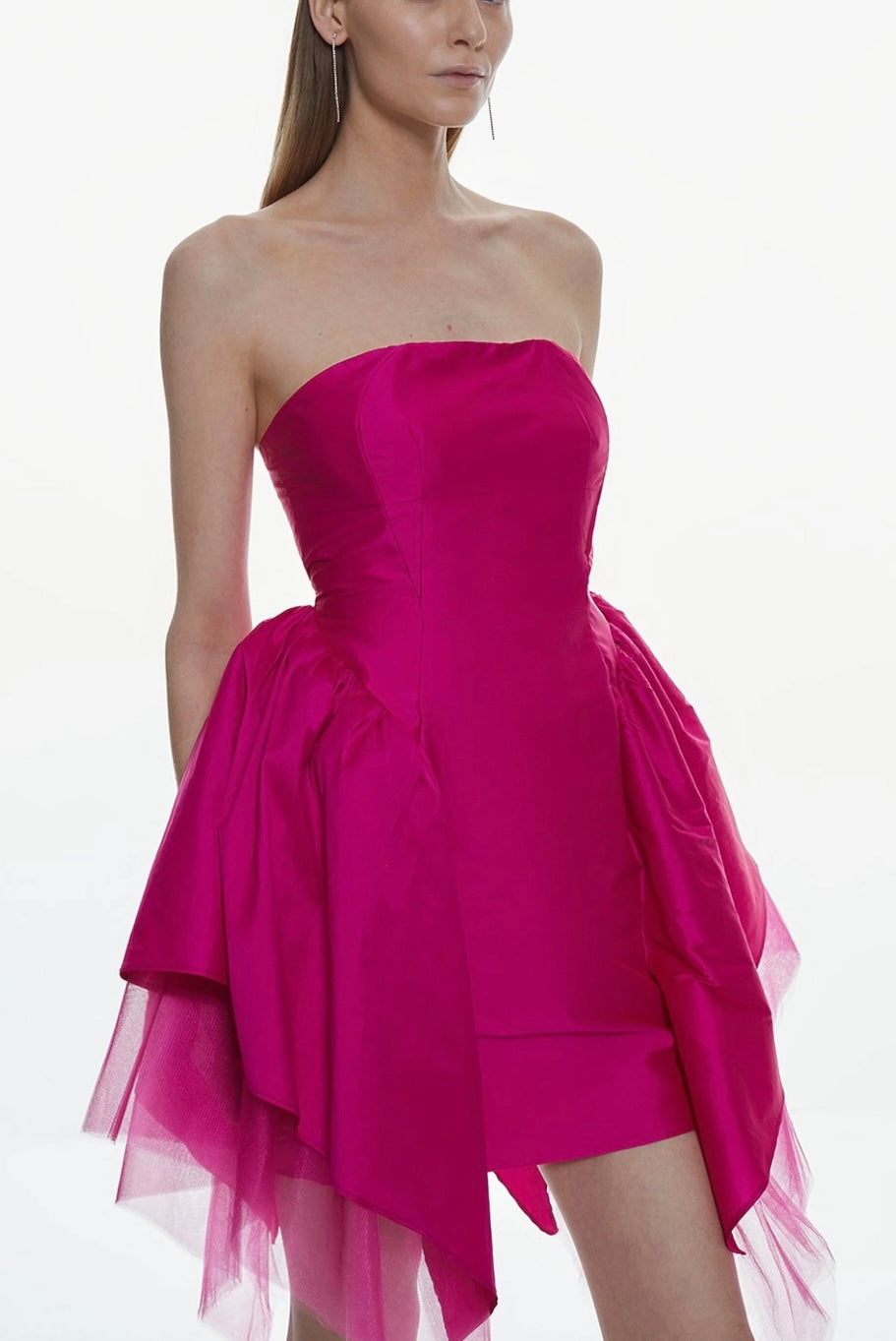 Taffeta & Tulle Bandeau Mini Dress
