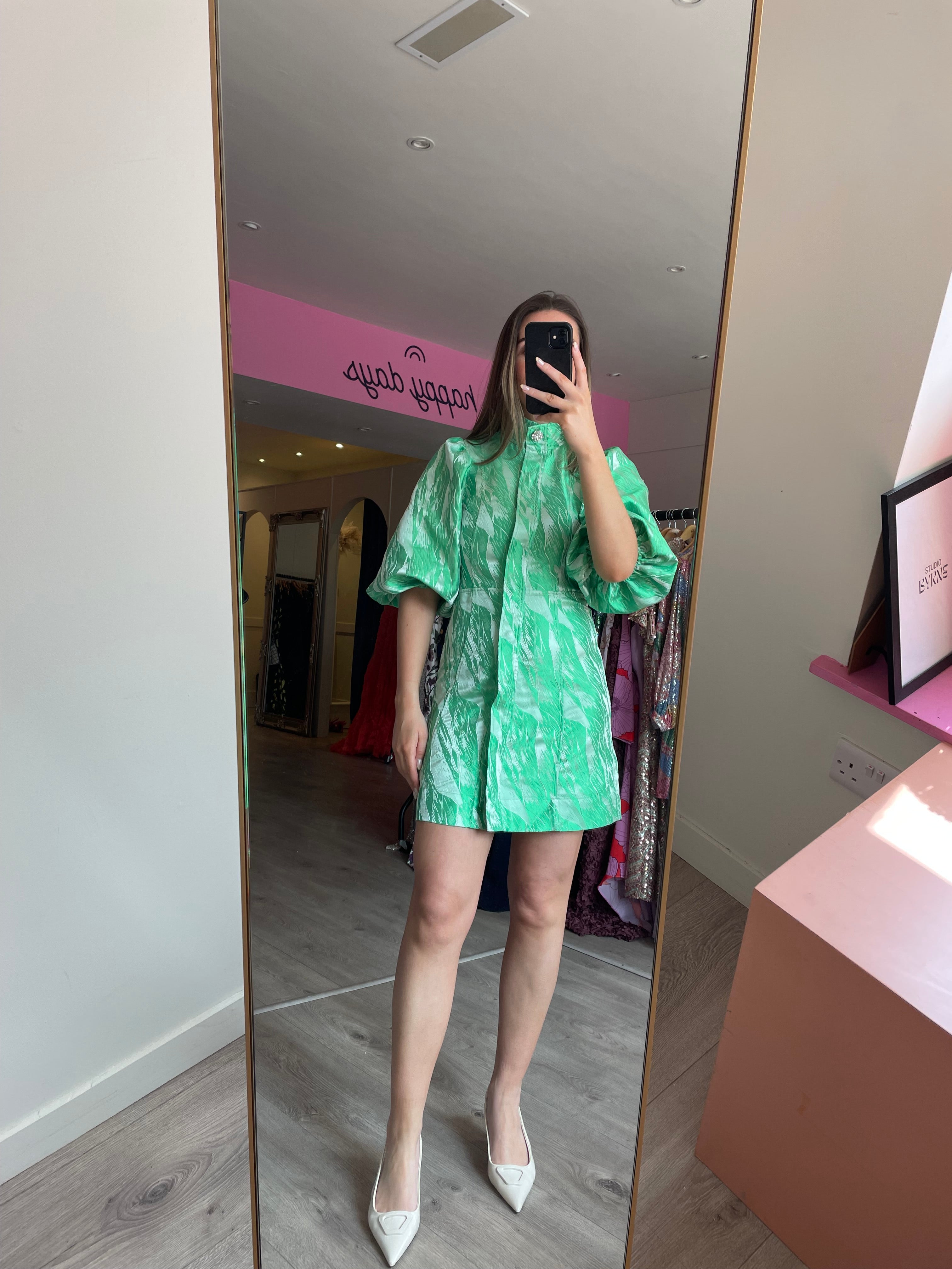 slim fit dress slacks Island Green Jacquard Mini Dress