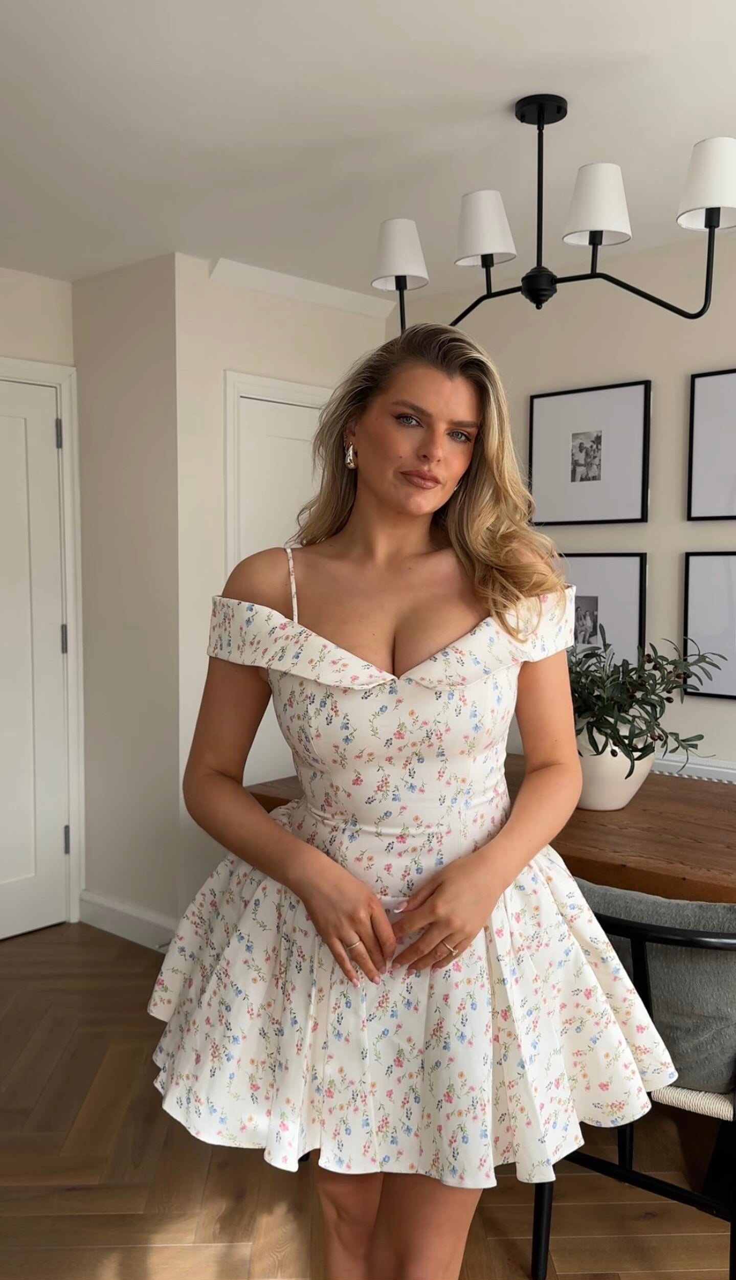 Elida White Posy Print Corset Dress