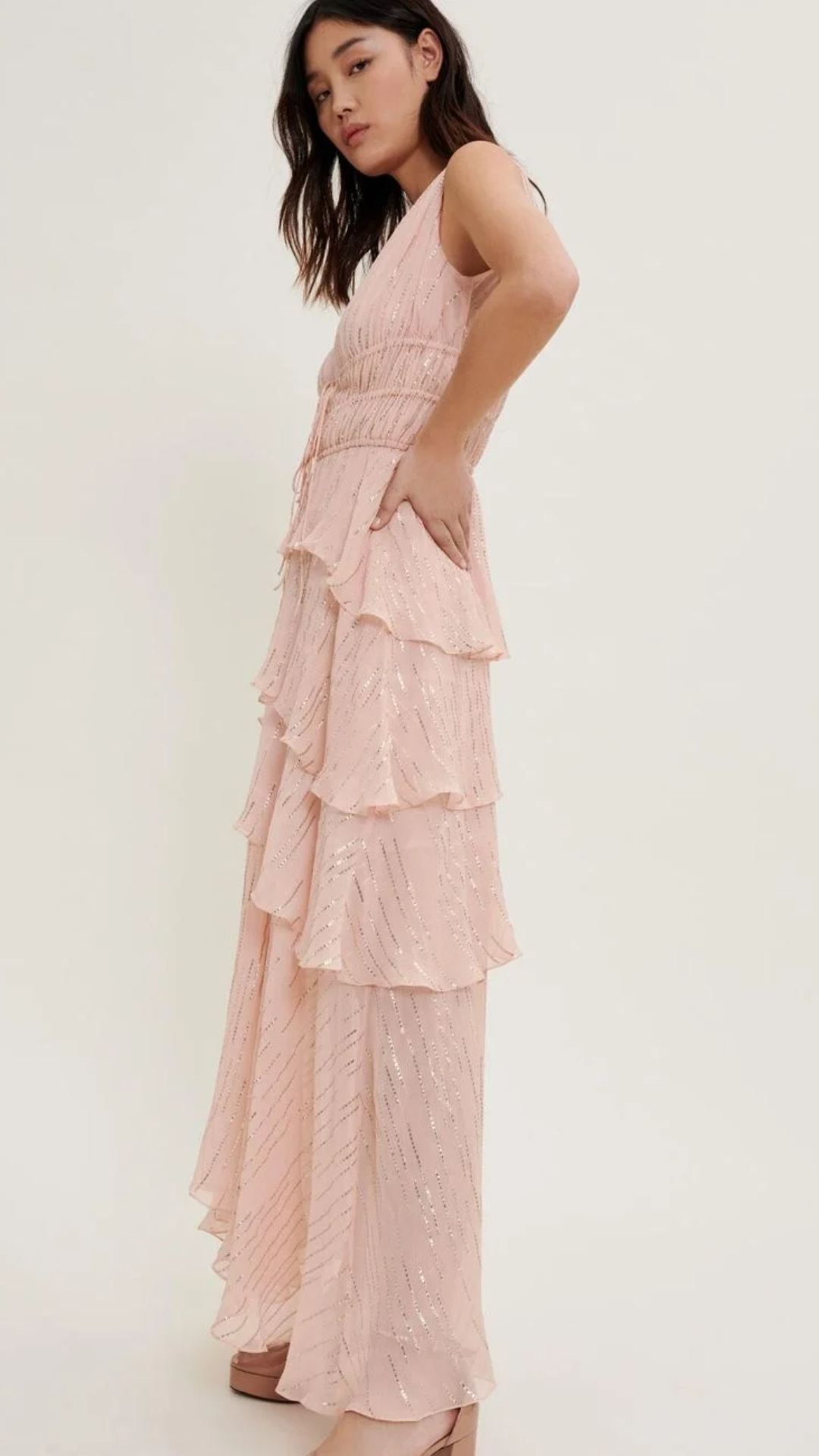 Rufflinette Silk Maxi Dress