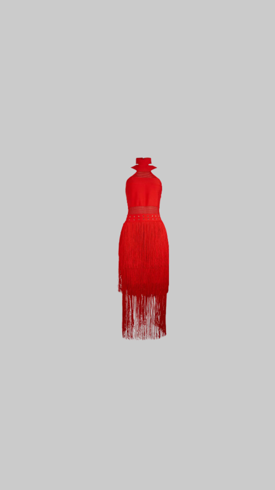 Curve Cut Out Fringe Red Dress