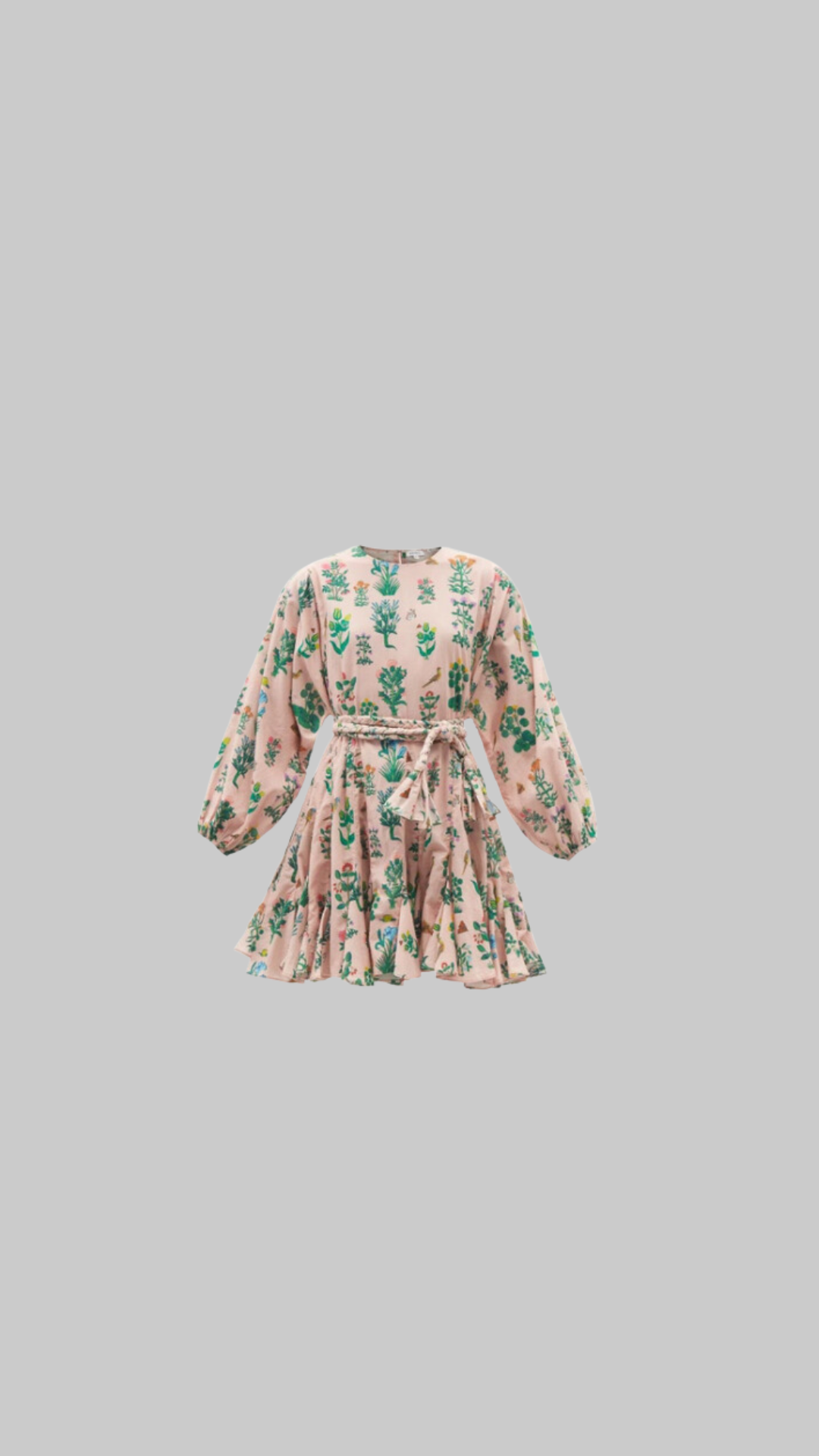 RHODE Ella Belted Floral-print Cotton-Voile Mini Dress In Pale Pink
