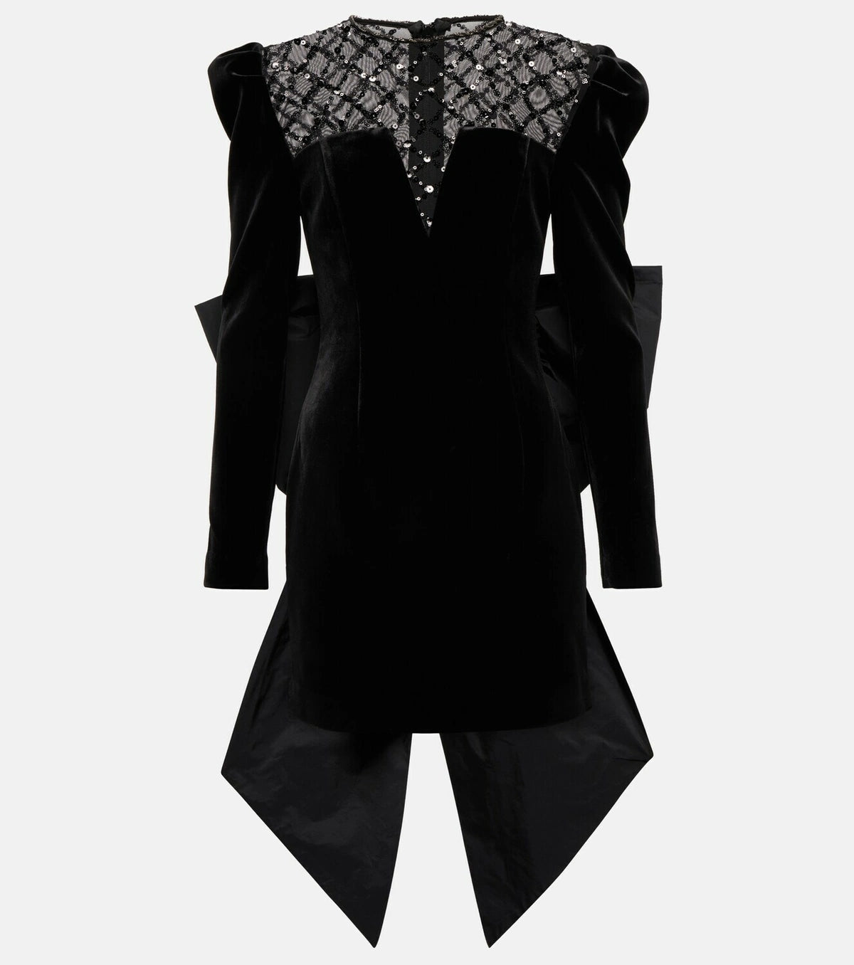 Onyx Bow Embellished Velvet Mini