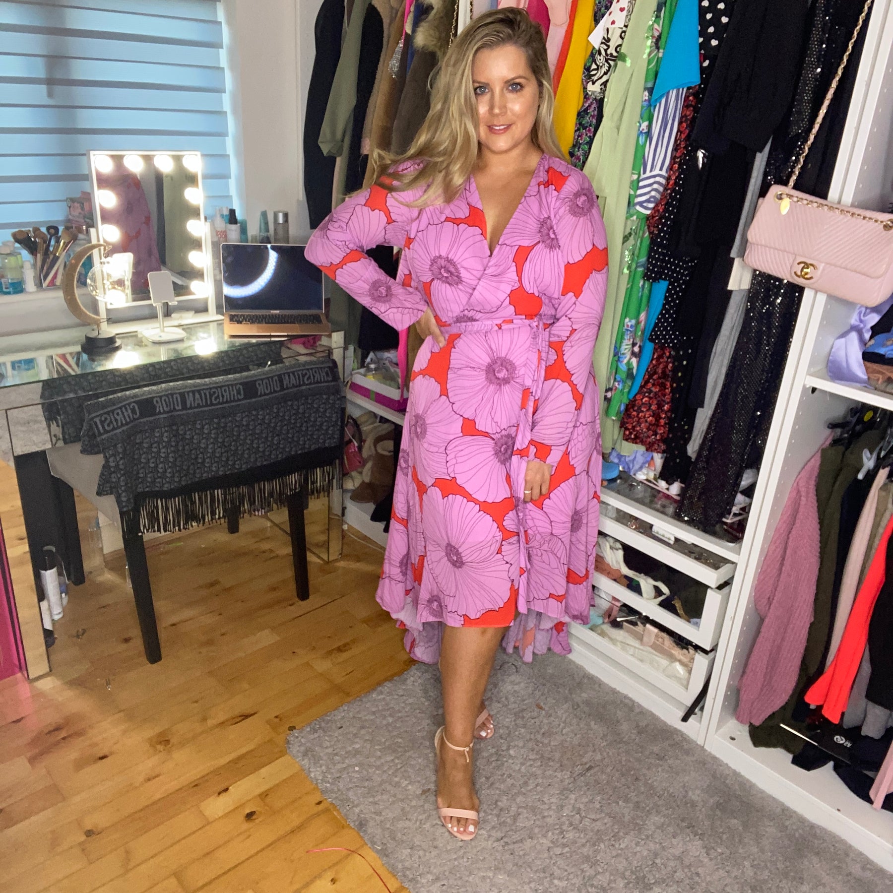 Purple Floral Wrap Dress