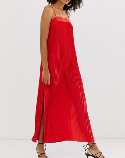 Plissé Pleated Midi Dress
