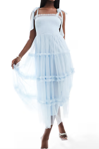 Bow Tie Tulle Midi Dress