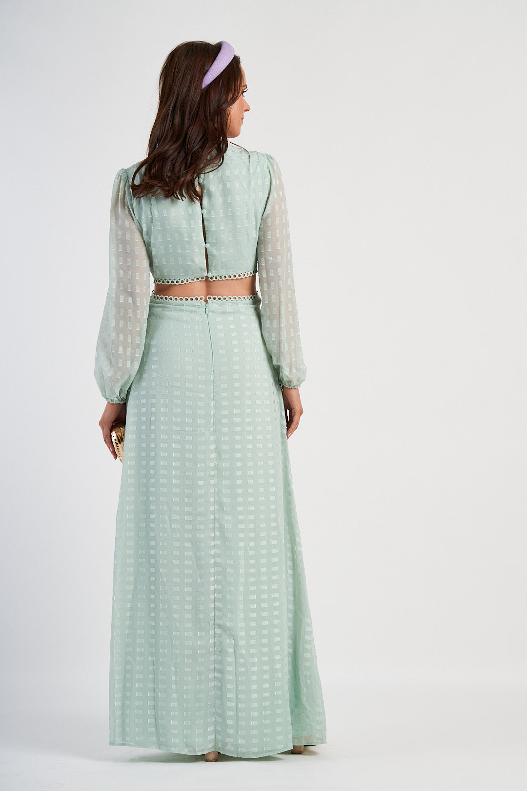 Plunge Maxi Dress In Soft Mint