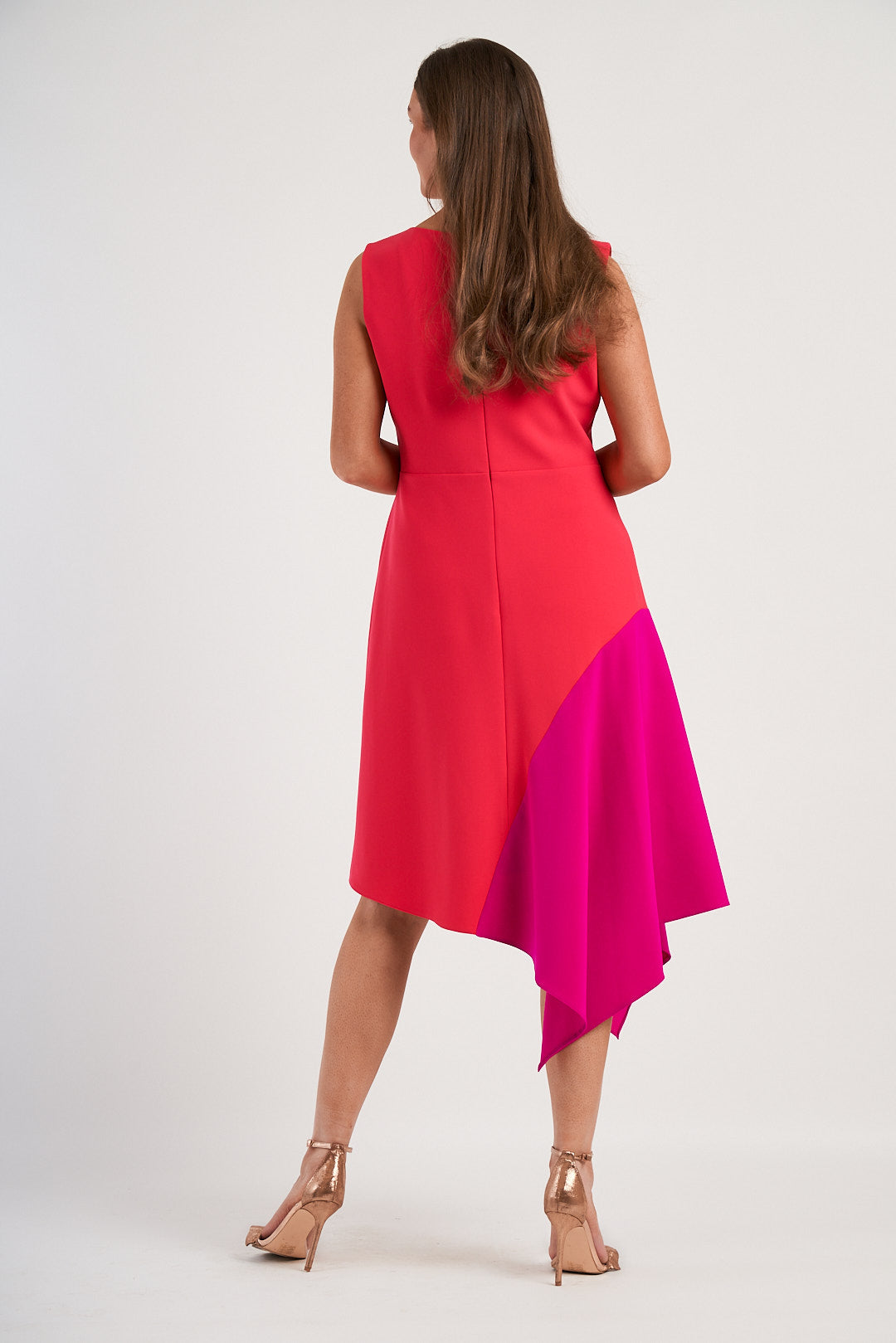 Sleeveless Dress with Contrast Skirt Panel