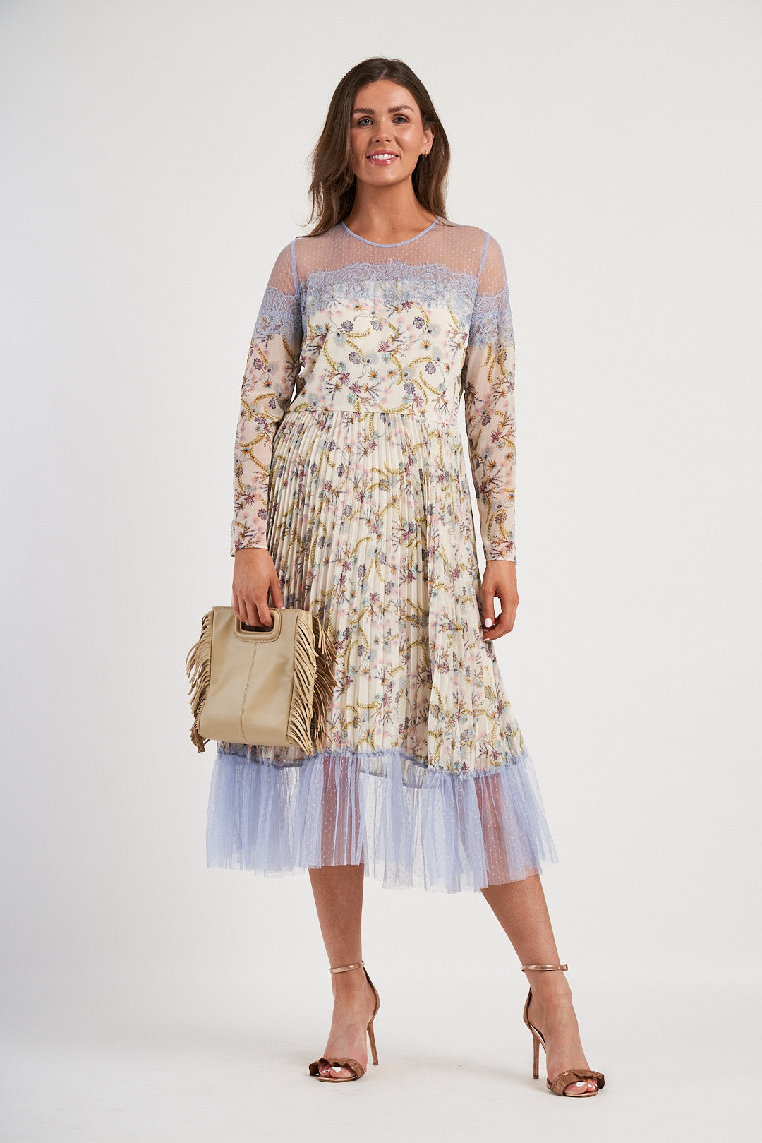 Floral Pleated Midi Dress