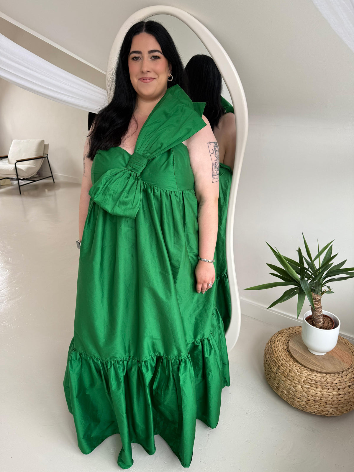 Emerald Bow Midi Dress
