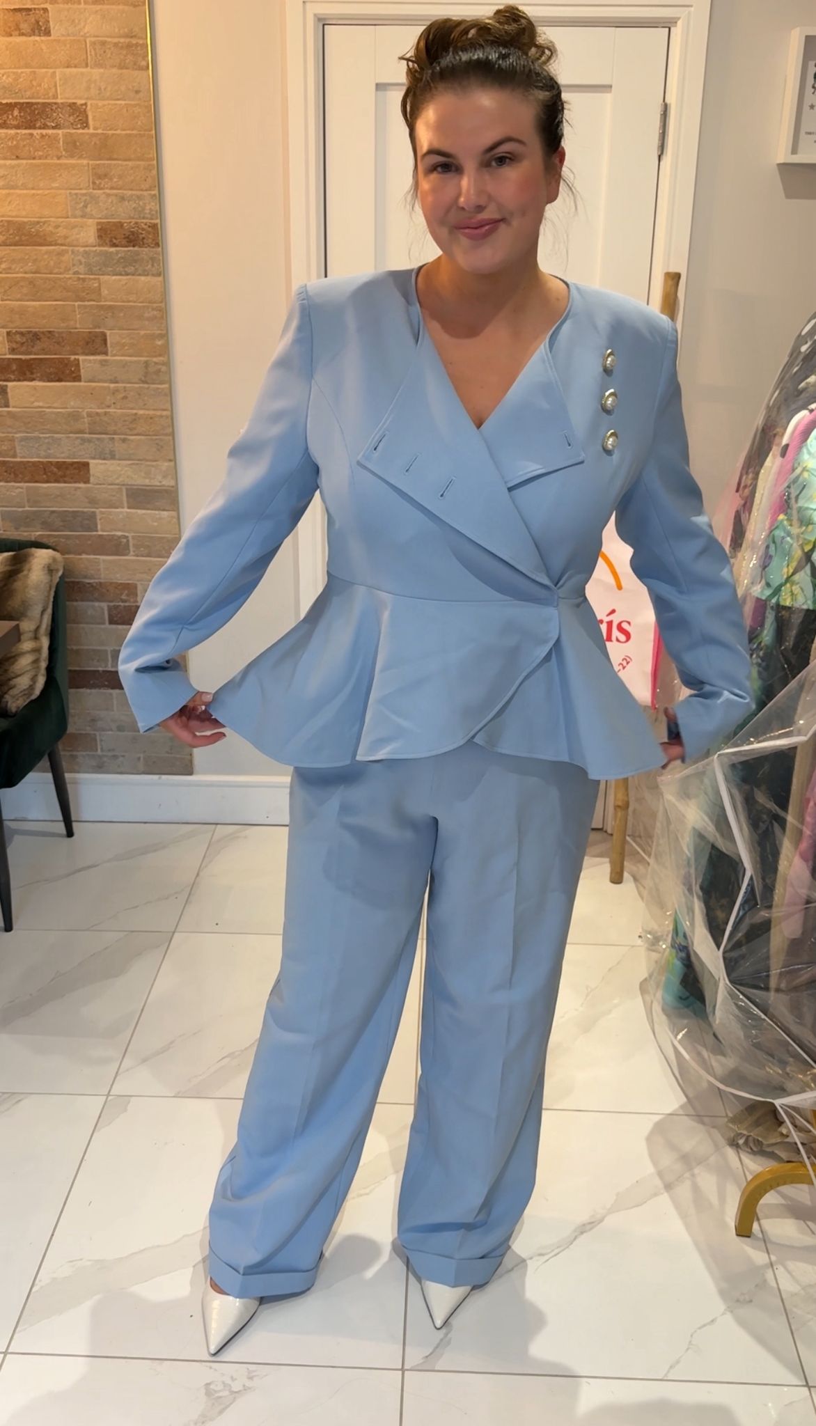 Powder Blue Peplum Suit