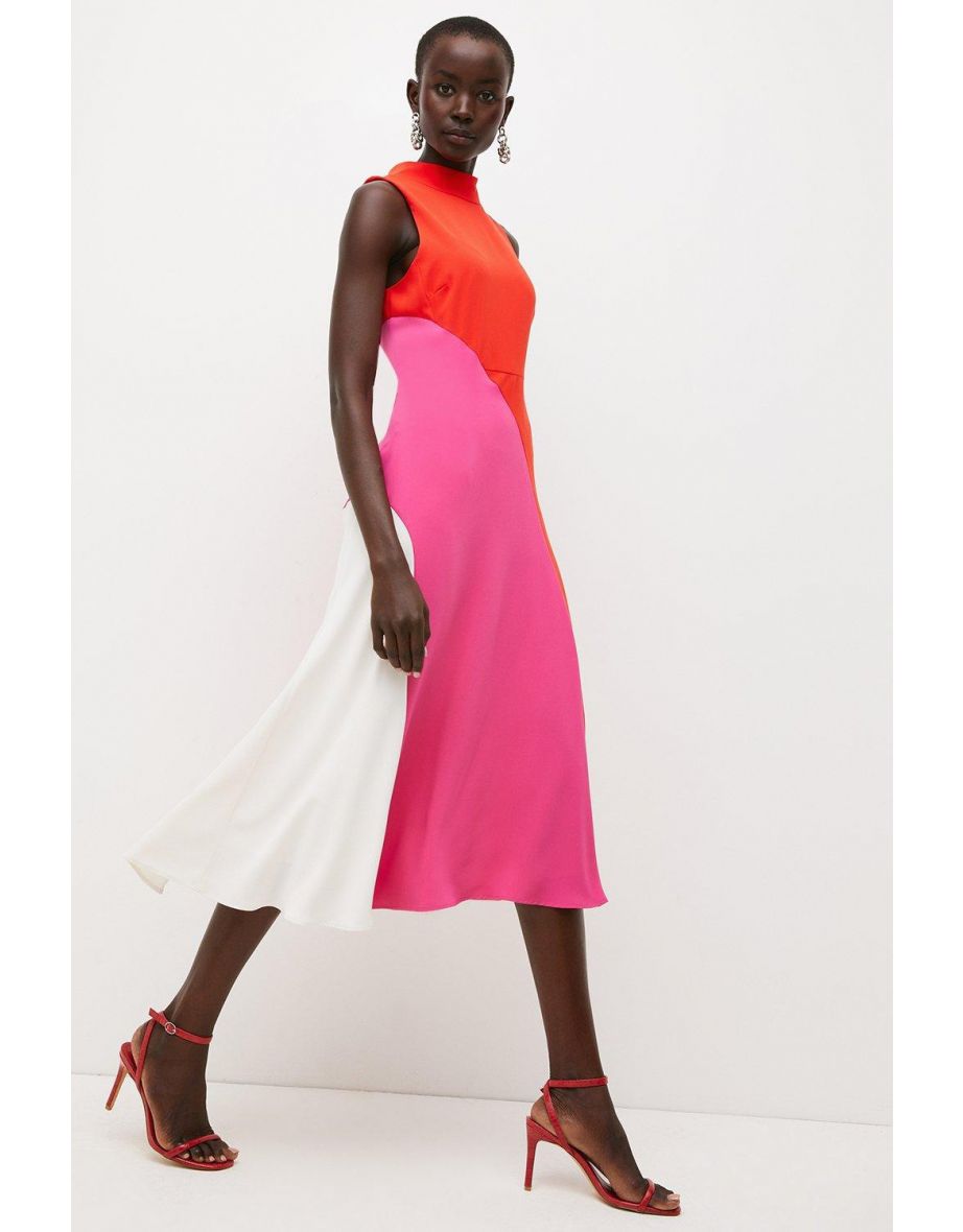 Colour Block Midi Red/Pink