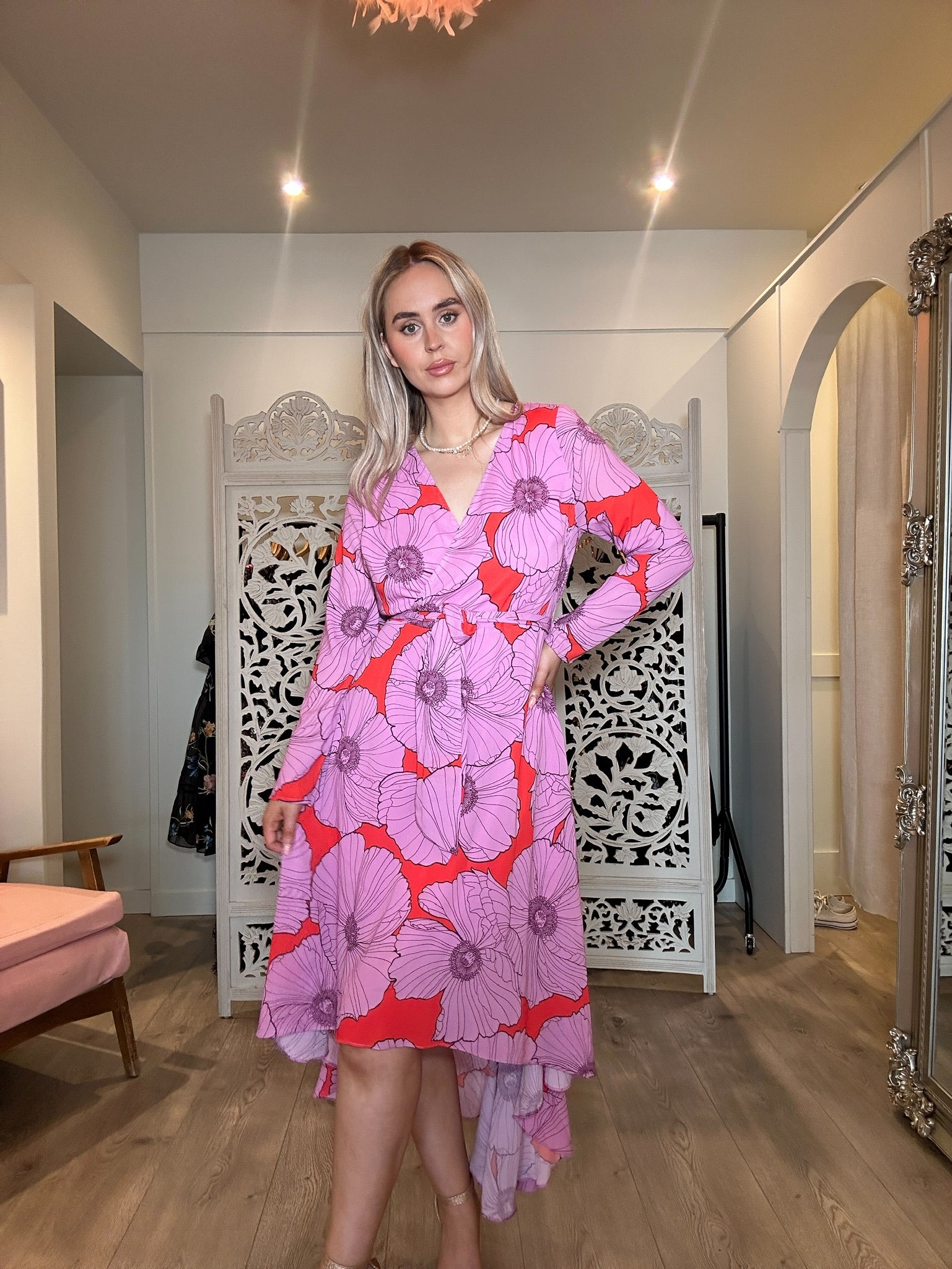 Purple Floral Wrap Dress
